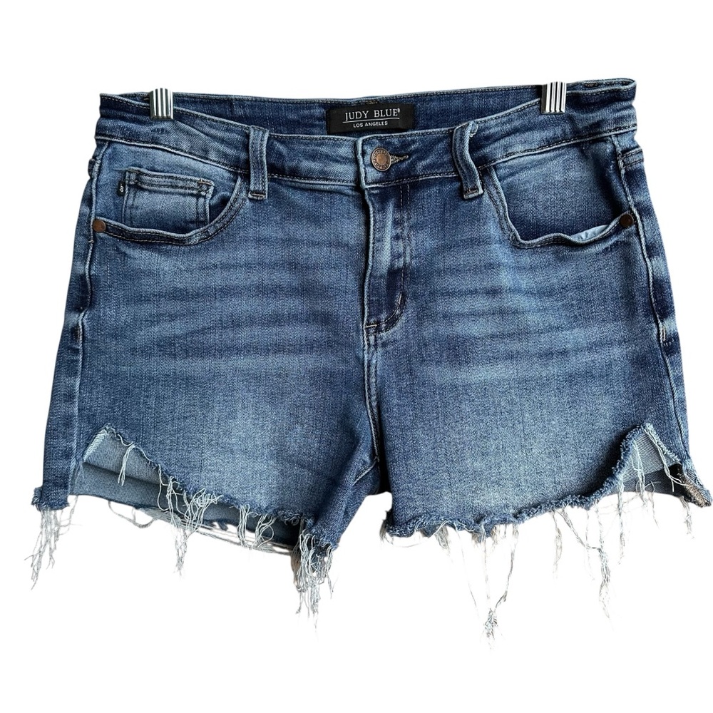 Judy Blue Medium Wash Distressed Denim Jean Shorts